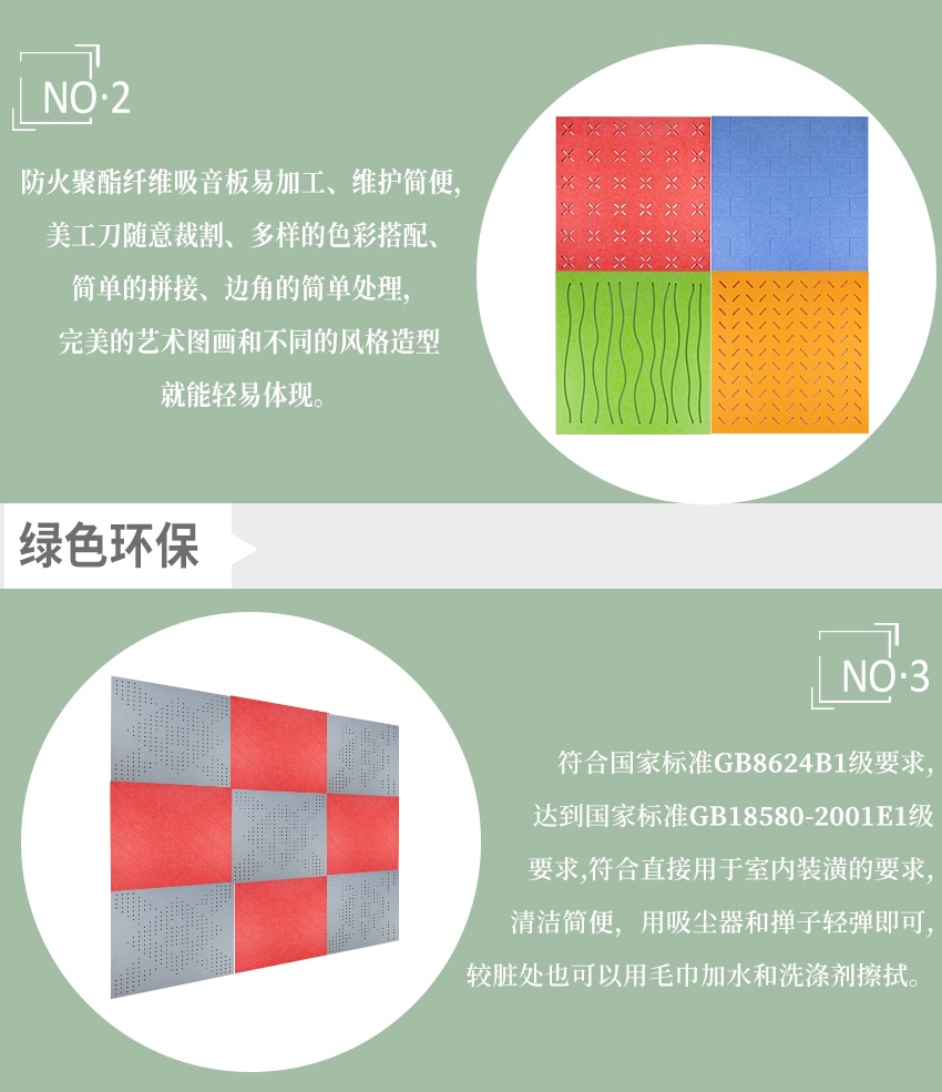 聚酯纖維穿孔吸音板產(chǎn)品特點-2 聚酯纖維穿孔吸音板產(chǎn)品特點-2